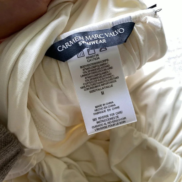 CARMEN Marc Valvo Cream Yellow Tankini Halter Two Piece Swimsuit Size M - Picture 7 of 7